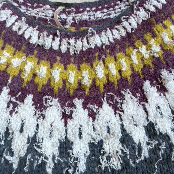 ** Free People Baltic Alpaca Mohair Fair Isle Pullover Sweater Gray S CABINCORE - Picture 3 of 8